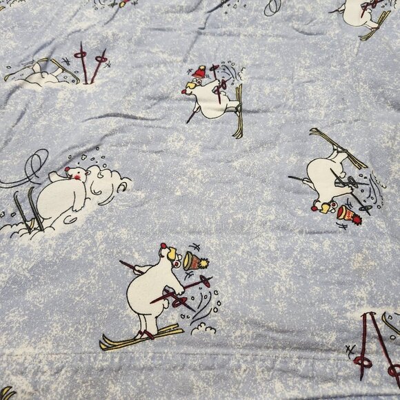 Berry Mountain Bedding 100% Cotton Flannel Full SZ Flat Sheet Polar Bear Skiing - Picture 5 of 7